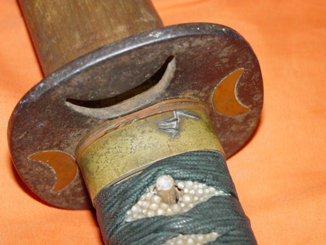 1800's Samurai sword half moon Tsuba